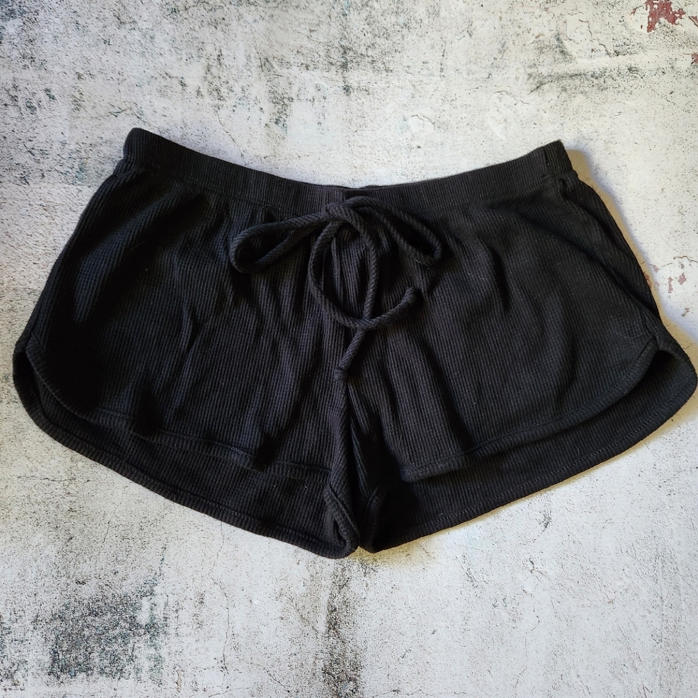 Black Ribbed Short Shorts Booty Shorts